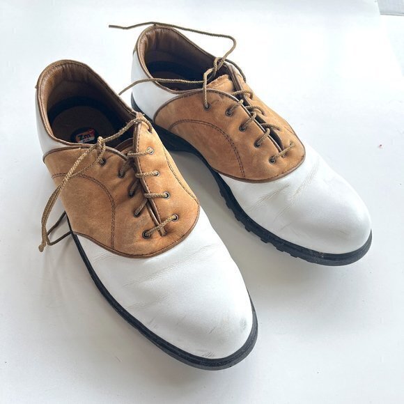 Nike Air Zoom Kempshall Last Golf Shoes Spikes Mens Size 10‎ White Brown Leather - Picture 1 of 6